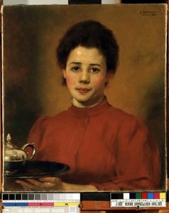 Jeune femme en rouge - Karl Gussow