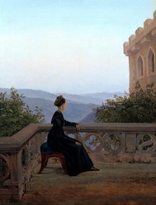 Portrait de femme sur une terrasse