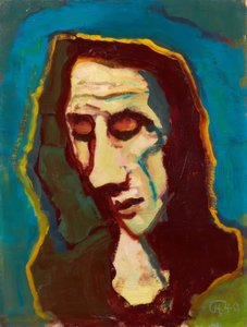 Tête de femme au regard baissé