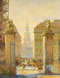 Marché des potiers sur la place Neumarkt à Dresde - Karl Hübschmann