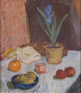 Composition avec jacinthe, fruits et bol bleu - Karl Isakson