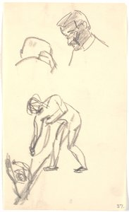 Différents petits croquis : Deux têtes d