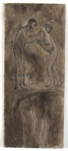 Esquisse de composition, homme et femme nus avec enfant. En bas, à l