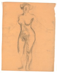 Modèle féminin nu debout vu de face
