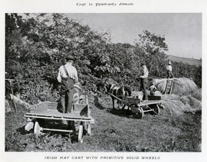 Charrette de foin irlandaise avec roues solides primitives