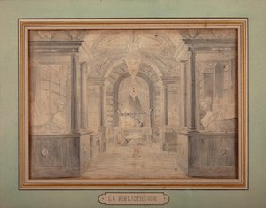 Napoléon au travail dans la bibliothèque du château de Malmaison, c.1806