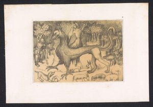 Femme assise sur un griffon