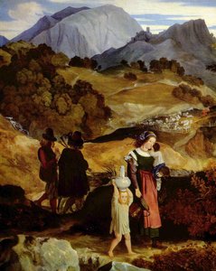 French : Paysage montagneux près de Subiaco avec des bergers
 (détail)