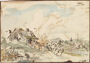 Idylle rurale, ferme avec chevaux