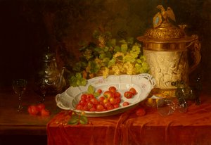 Nature morte avec fraises et raisins