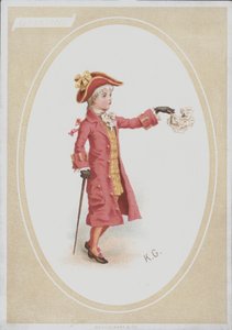 Garçon en costume rouge, agitant un mouchoir - Kate (after) Greenaway