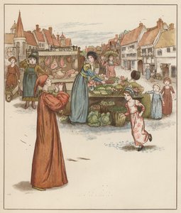 Illustration de Kate Greenaway pour Le Joueur de Flûte de Hamelin par Robert Browning (lithographie en couleur) - Kate (after) Greenaway