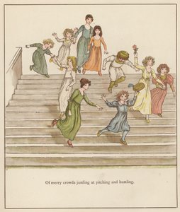 Illustration de Kate Greenaway pour Le Joueur de Flûte de Hamelin par Robert Browning (lithographie en couleur) - Kate (after) Greenaway