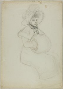 Fille assise avec une moufle - Kate Greenaway