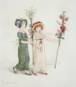 Deux enfants avec des bâtons - Kate Greenaway