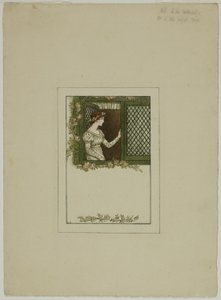 Femme à la fenêtre en treillis - Kate Greenaway