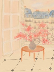 Fleurs de cerisier dans un appartement parisien