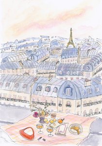 Pique-nique sur un toit parisien avec vue sur la Tour Eiffel - Katharina Puritscher