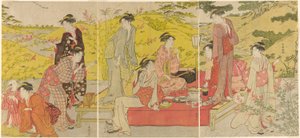 Pique-nique à Hagidera - Katsukawa Shuncho