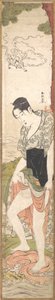 Jeune femme lavant des vêtements dans la rivière, fin XVIIIe-début XIXe siècle - Katsukawa Shuncho