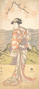 Le quatrième Iwai Hanshiro en femme sous un cerisier