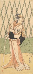 Le troisième Segawa Kikunojo en femme debout sur une route, vers 1788 - Katsukawa Shun