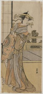 Arashi Murajiro en courtisane tenant une lettre, fin des années 1780