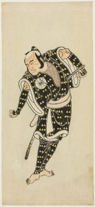 Acteur Bandô Matatarô IV comme Gempachibyôe dans « Flocons de Neige : Fleurs de Prunier Kaomise » (« Mutsu no hana ume no kaomise »)