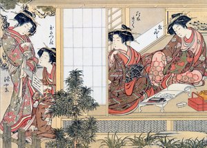 Courtisanes japonaises lisant et écrivant, vers 1776