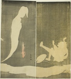 Homme tombant en arrière, surpris par le fantôme d