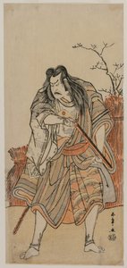 Nakajima Kanzaemon en seigneur déguisé en chasseur avec un fusil, vers début des années 1780
