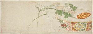 Plantes, bol en porcelaine et gobelet en verre - Katsukawa Shunsho