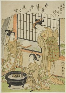 La courtisane Sugawara de la maison Tsuruya et ses kamuro Namiji et Kashiko