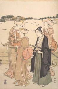Un Jeune Samouraï et Trois Femmes, vers 1789 - Katsukawa Shunzan