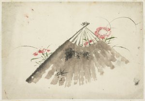 Éventail abandonné parmi les œillets - Katsushika (school of) Hokusai