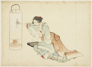 Dame ajustant une lampe, c.1815-1849