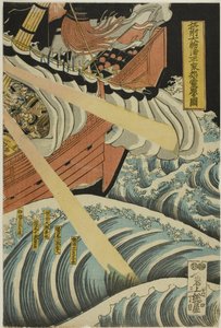Les fantômes du Heike apparaissent dans la baie de Daimotsu dans la province de Settsu (Sesshu Daimotsu no ura Heike onryo arawaruru zu)