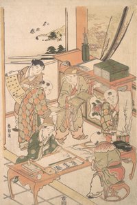 Garçons chinois apprenant à écrire et à peindre