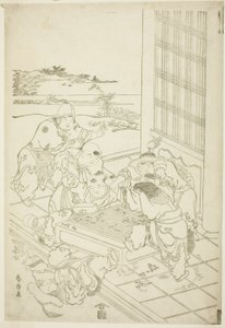 Garçons Chinois et Tartares se Querellant pour une Partie de Go - Katsushika Hokusai