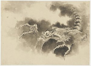 Dragon émergeant des nuages, période Edo