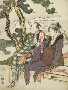 Lueur du soir pour Date no Yosaku et Seki no Koman, de la série sans titre connue sous le nom de Huit vues des amants tragiques