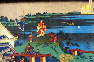 De la série Cent poèmes par cent poètes : Abe no Nakamaro, vers 1830 - Katsushika Hokusai