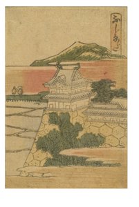 Station Fujieda de la série 53 Stations du Tokaido imprimée en couleur - Katsushika Hokusai