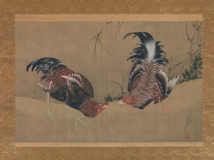 Coqs de combat - Katsushika Hokusai