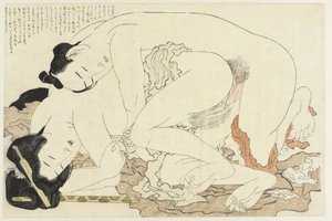 Femme mariée avec amant - Katsushika Hokusai