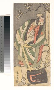 Ichikawa Ebizō (Vème Danjūrō) dans le rôle de Mongaku Shonin déguisé en Yamagatsu, extrait de la pièce *Kin no Menuki* de Minamotoya Kakutsuba - Katsushika Hokusai