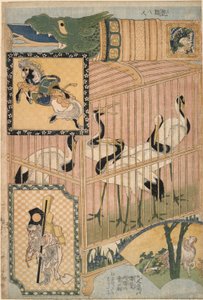 Cage japonaise et grues de Mandchourie, d