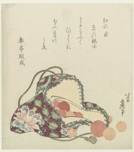Perles de quartz avec une pochette en brocart - Katsushika Hokusai
