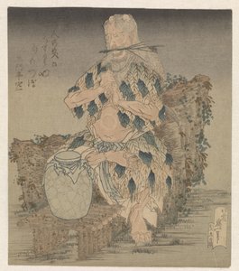 Homme en robe de feuilles - Katsushika Hokusai