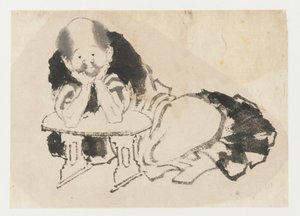 Homme assis avec un accoudoir, période Edo, XIXe siècle - Katsushika Hokusai